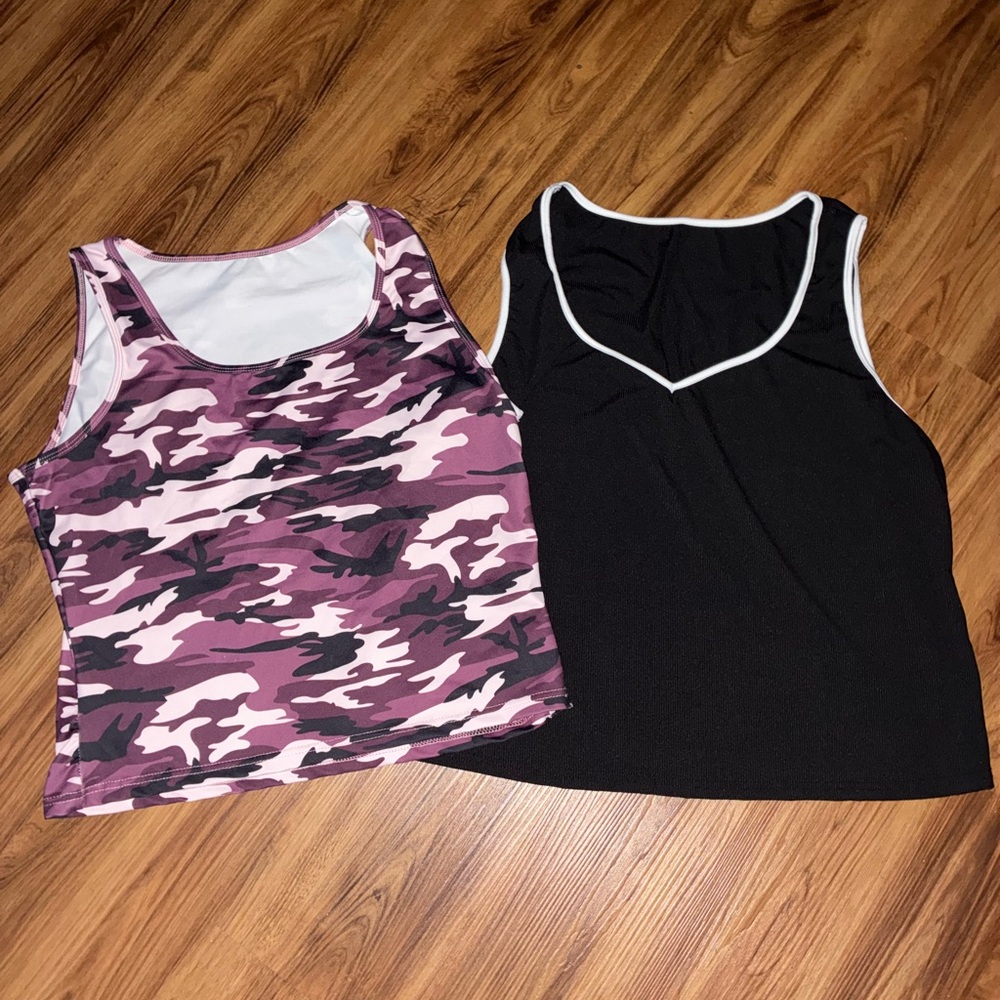 2 tank tops with soft light weight polyester blend material